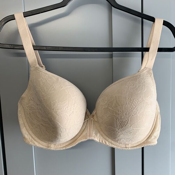 Wacoal Bra 36DDD Lace Finesse Lined Cup Underwire 853201 Adjustable Tan - Picture 1 of 7